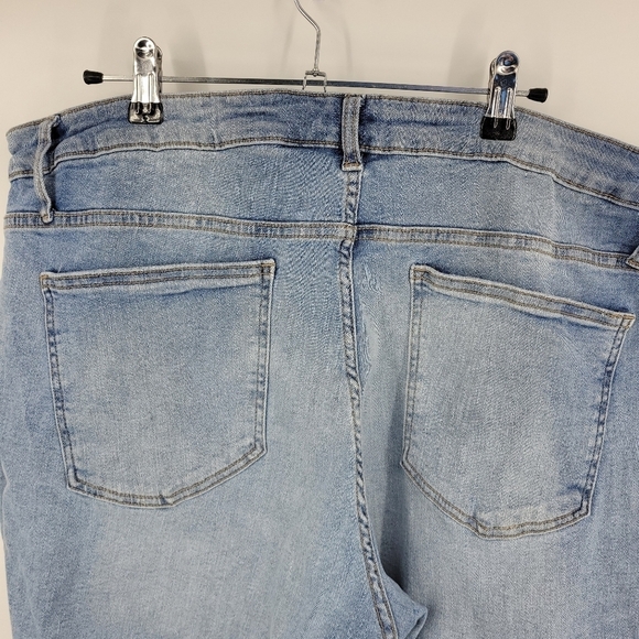 Stitch Star Womens Distressed Faded Light Wash Button Fly Jeans Size 20 - Picture 7 of 12